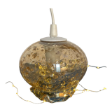 Blown glass pendant lamp with bubbles - 70s