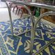Smoked glass table, metal structure