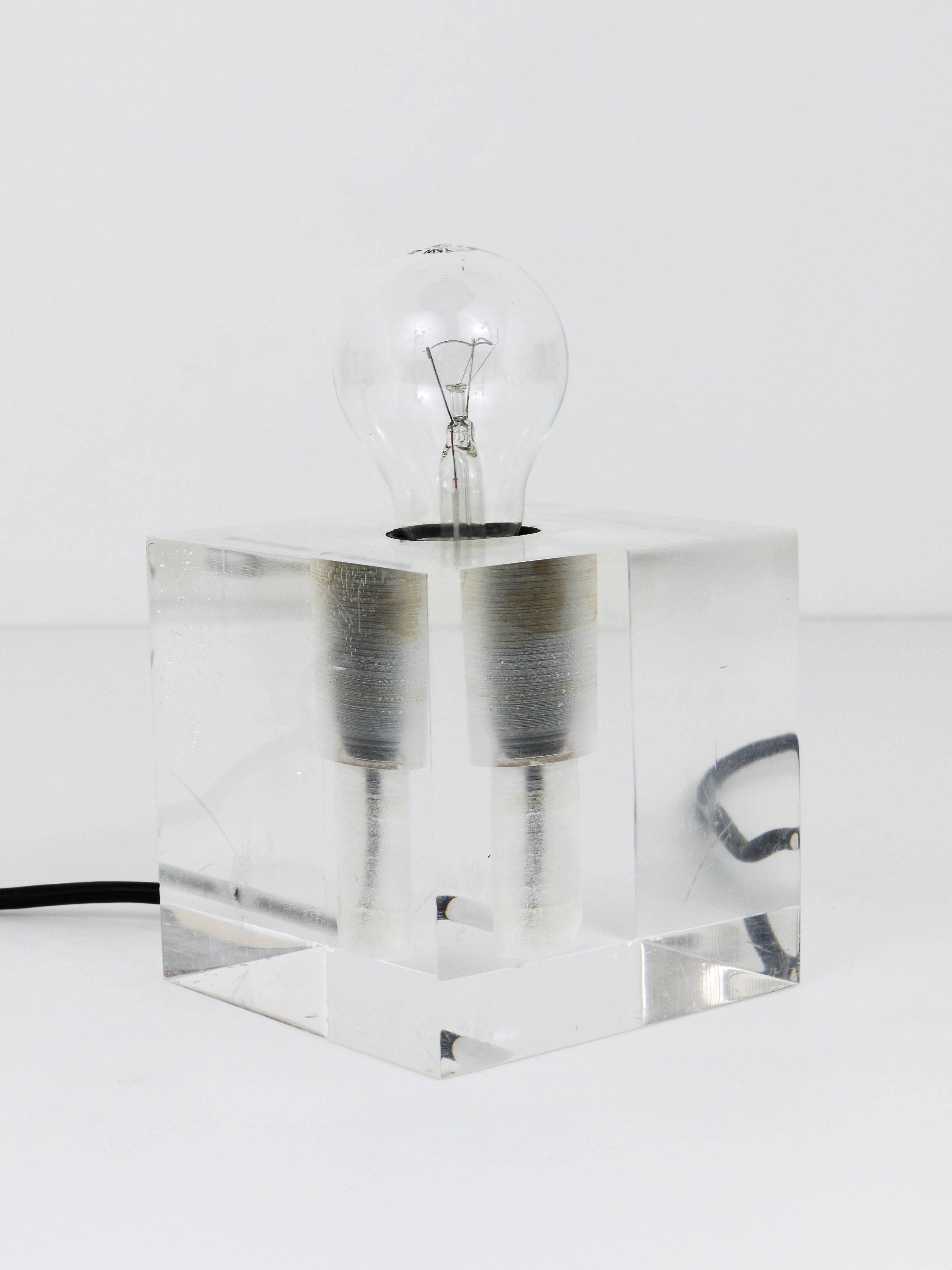 Cubic table or postmodern accent lamp in lucite, Italy, 1970s