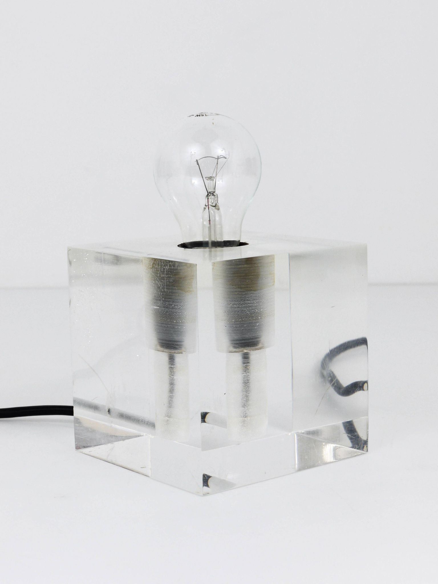 Cubic table or postmodern accent lamp in lucite, Italy, 1970s