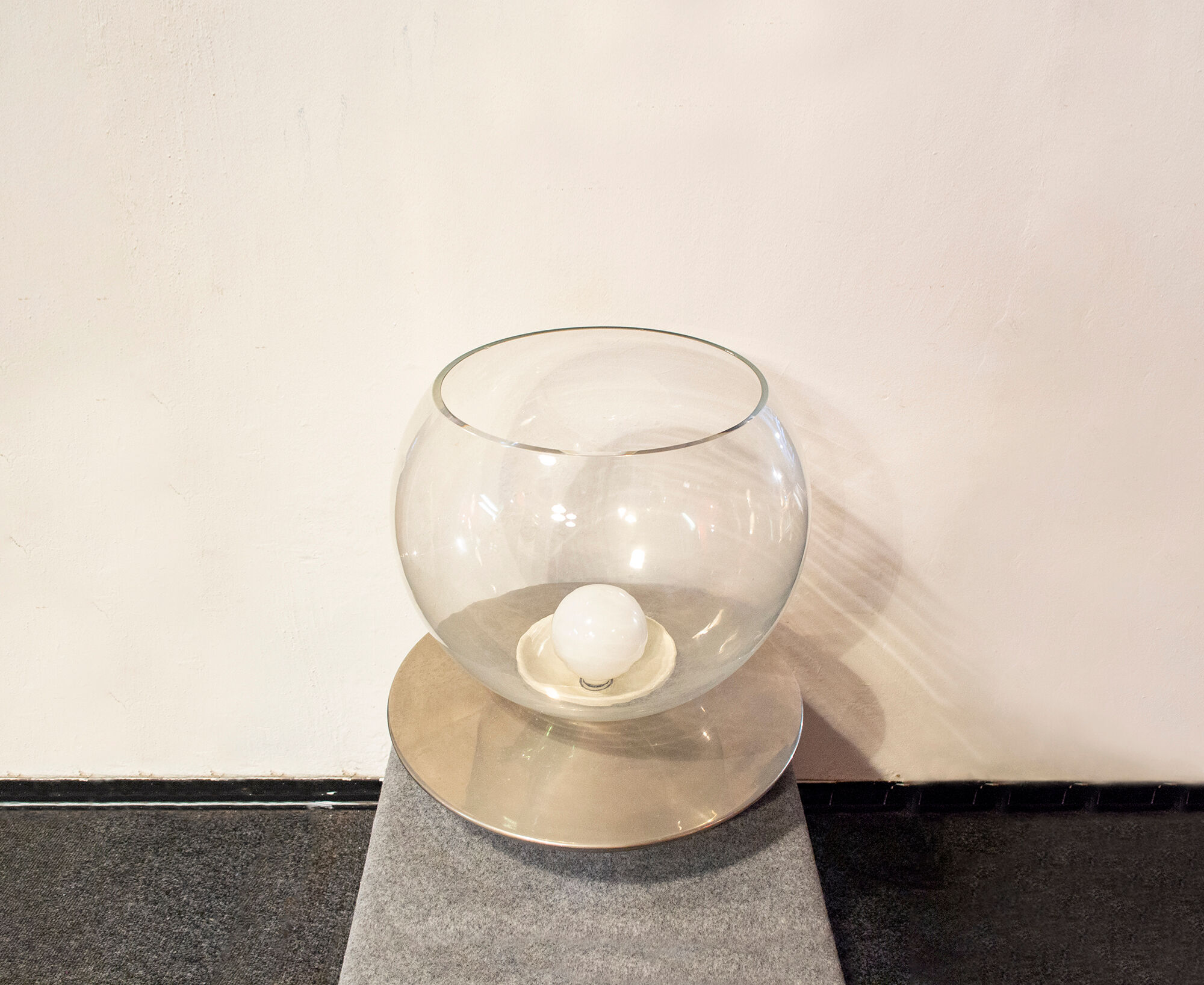 Table lamp in glass and chromed metal Italia Anni '70