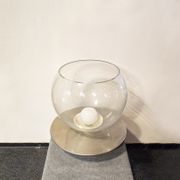 Lampe de table en verre et métal chromé Italia Anni '70