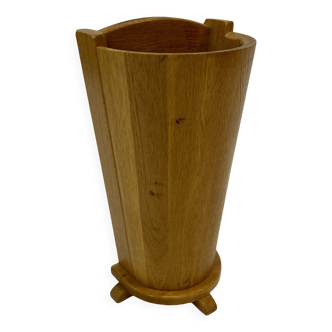 Porte-parapluie vintage en chêne, design de rangement en panier des années 1960, design minimaliste