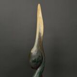 Wooden sculpture by Calin Hentea 20th century woman with bird