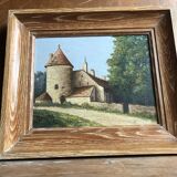 Huile sur panneau signé avec cadre bois vintage