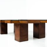 Mid-Century Rectangular Coffee Table, Walnut and Glass, Italy, 1960s