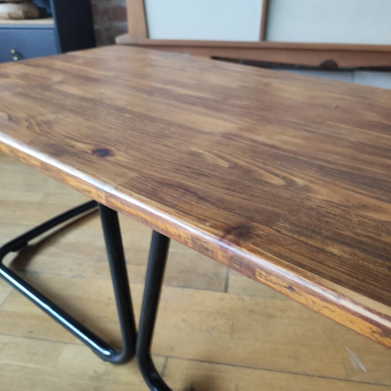 Industrial metal and wood coffee table