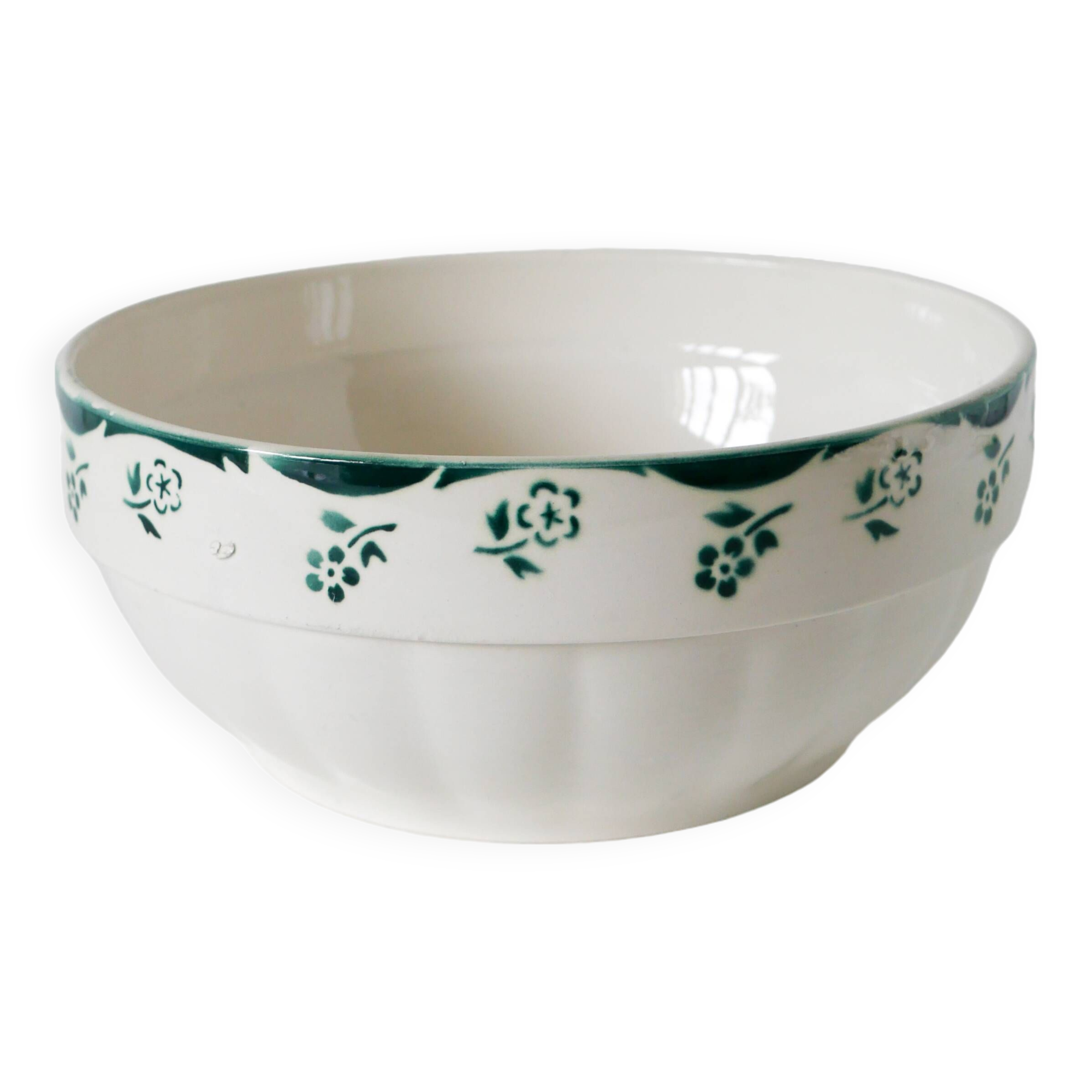 Digoin Sarreguemines green salad bowl, Avila model, 1940