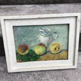 Oil on panel. our fishes