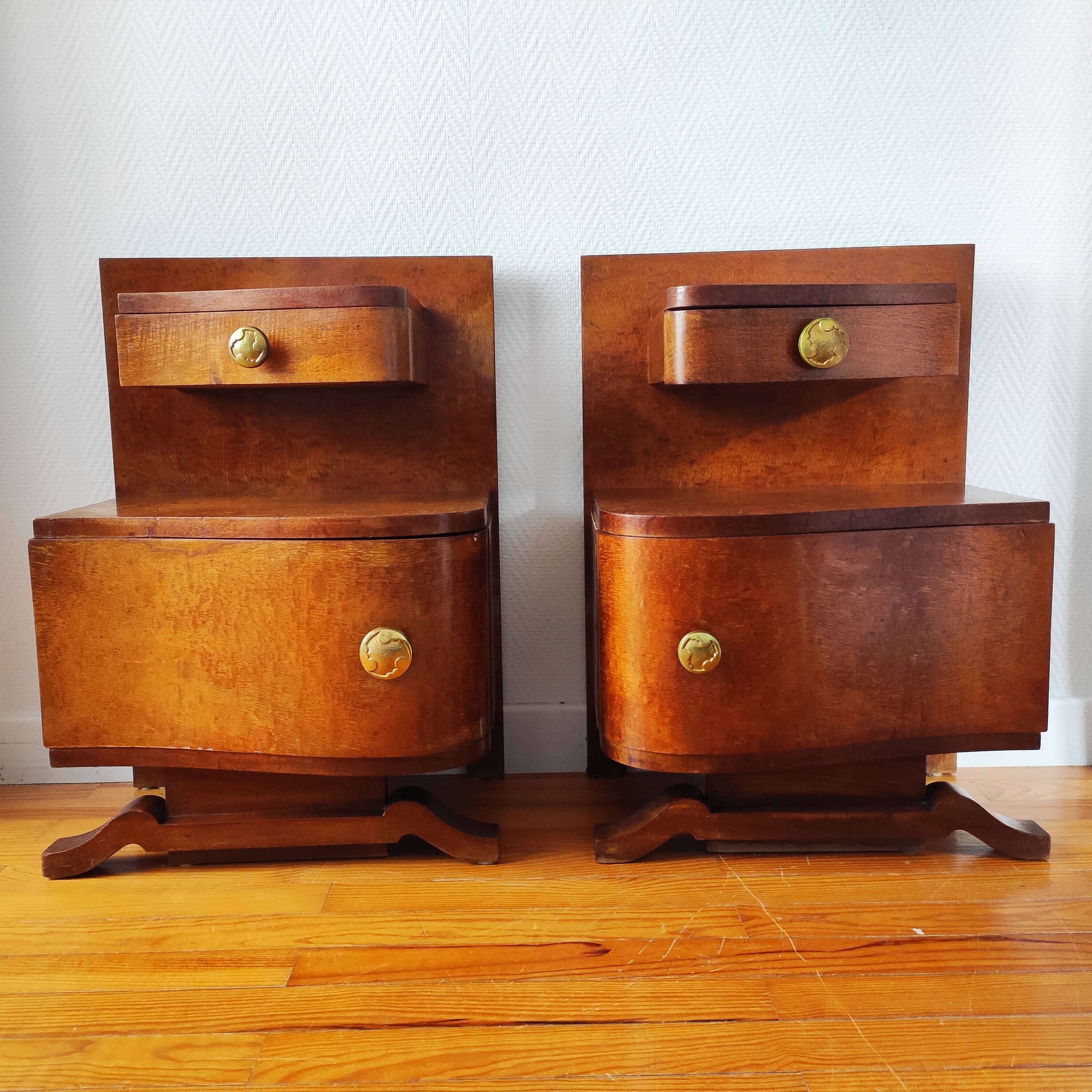Pair of Art Deco bedside tables 1940