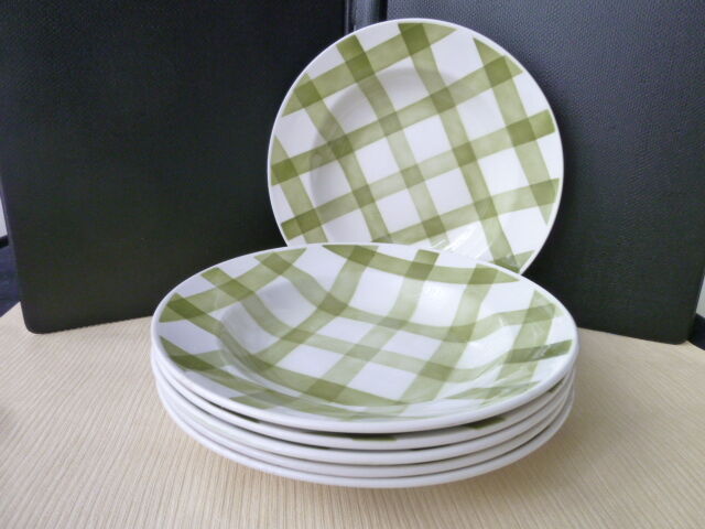 Set de 6 assiettes creuses en faïence moulin des loups  Modèle nappe