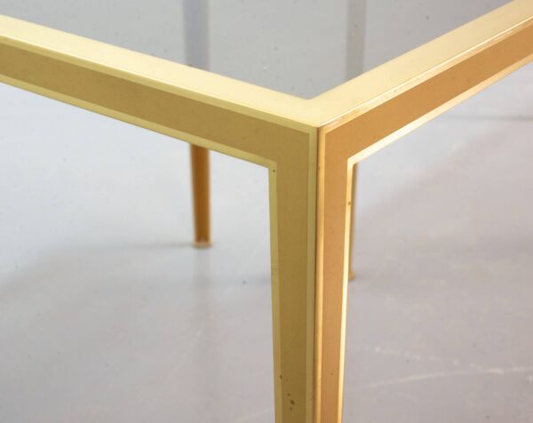 Tables d'appoint en laiton massif avec plateau en verre fumé par Vereinigte Werkstatten années 70