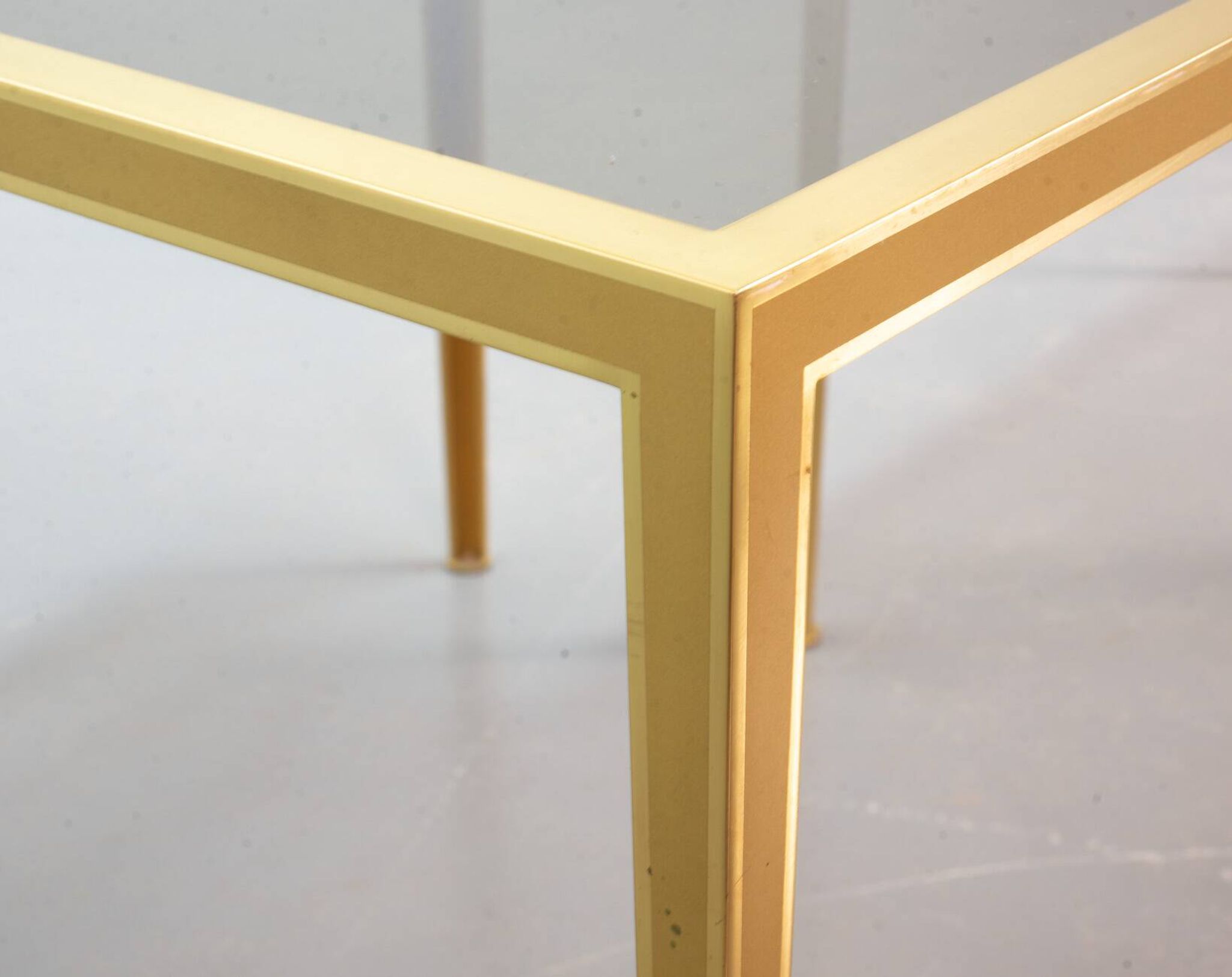 Solid Brass Side Tables with Smokey Glass Top by Vereinigte Werkstatten 70s