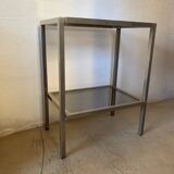 Chrome and smoked glass designer side table / side table, 1970s
