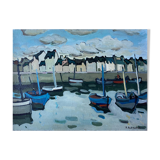 HST painting "Port of Cherbourg" Marine Normandy / Brittany by Robert Leboucher