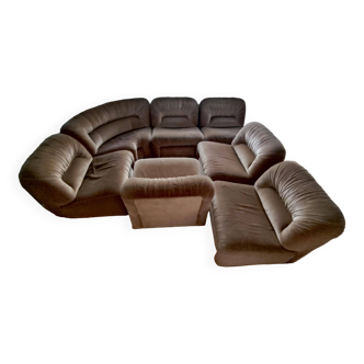 Brown velvet Italian sofa - Lev & Lev - 70s