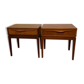Pair of bedsides in teck