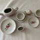 Miniature tea set with pink flowers for children