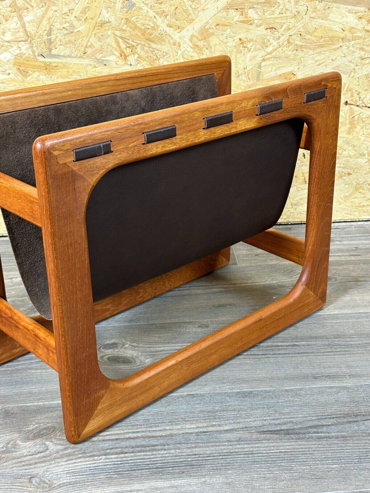 60s 70s newspaper holder Aksel Kjersgaard made of teak & leather