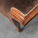 Vintage bench in brown velvet and carved wood, 1950s modernism
