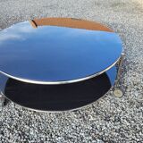 Round coffee table top in black glass