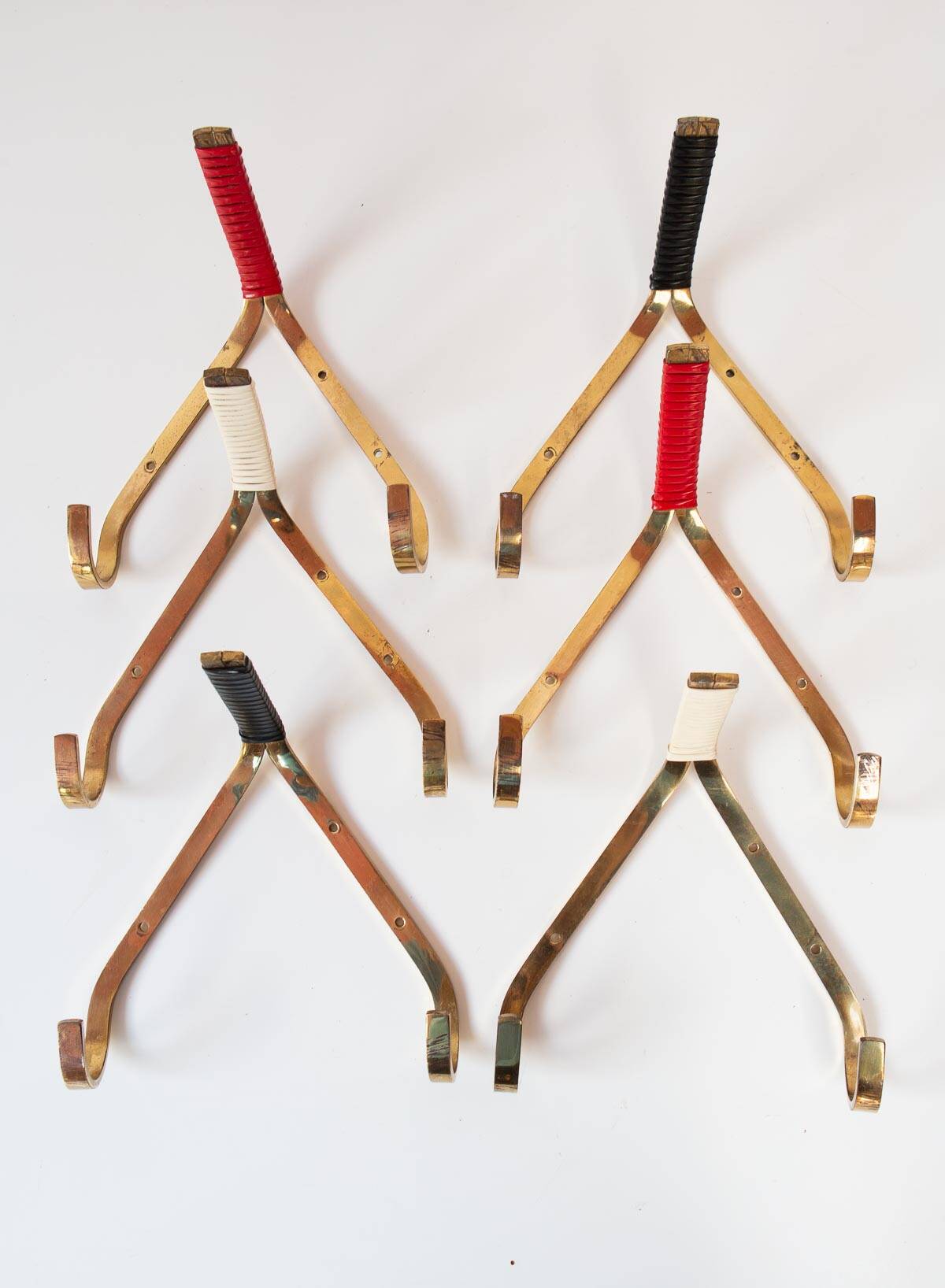 Small wall coat hooks in gilded brass from the 1950s (x UNIT).