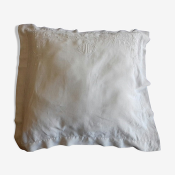 Taie pillow, very fine cotton, chalk white color, HD monogram