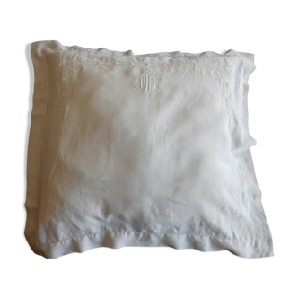 Taie pillow, very fine cotton, chalk white color, HD monogram