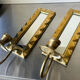 Pair of art deco vintage brass wall candle holders sconces