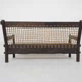 Solid oak and rope sofa, Netherlands 1960's