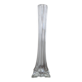 Large vintage ribbed glass soliflore – Elegant mid-20th century design