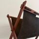 Support stand for mid-century teak and suede magazines and newspapers, 1960, Germany.
