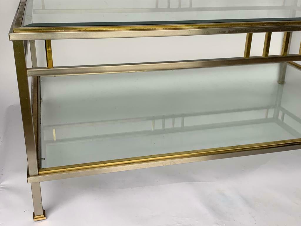 Coffee table 1970 home rings ramsay metal chrome dore 2 levels