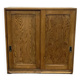 1930s English fir sideboard with sliding doors