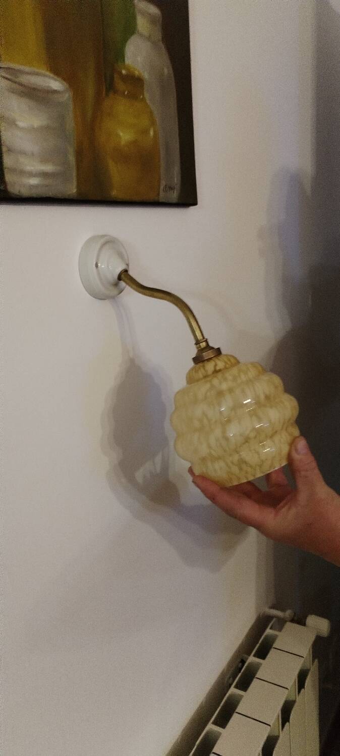 Clichy yellow glass swan neck wall light
