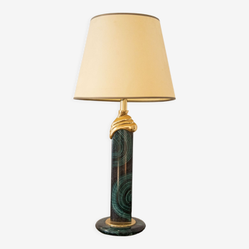 Metal lamp malachite gold 80s