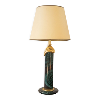 Metal lamp malachite gold 80s