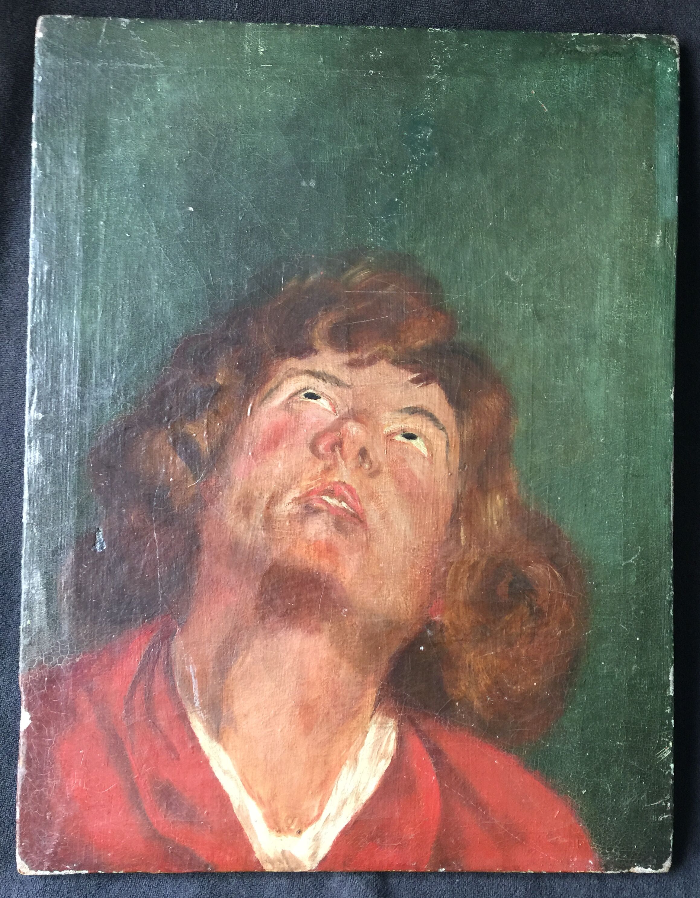 "portrait of man" oil on canvas signed mantovani 1918