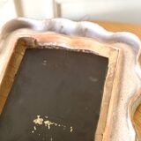 Small antique mirror in cracked ceramic with Commedia dell'Aigle mask decoration