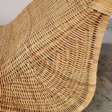 Vintage rattan chaise longue deck chair - 1970s