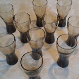 Set of 10 smoked glasses from the 60s/70s