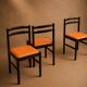 Set of 4 Mid-century beech / faux leather chairs.