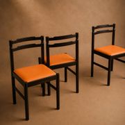 Set 4 chaises Mid century Hêtre / simili