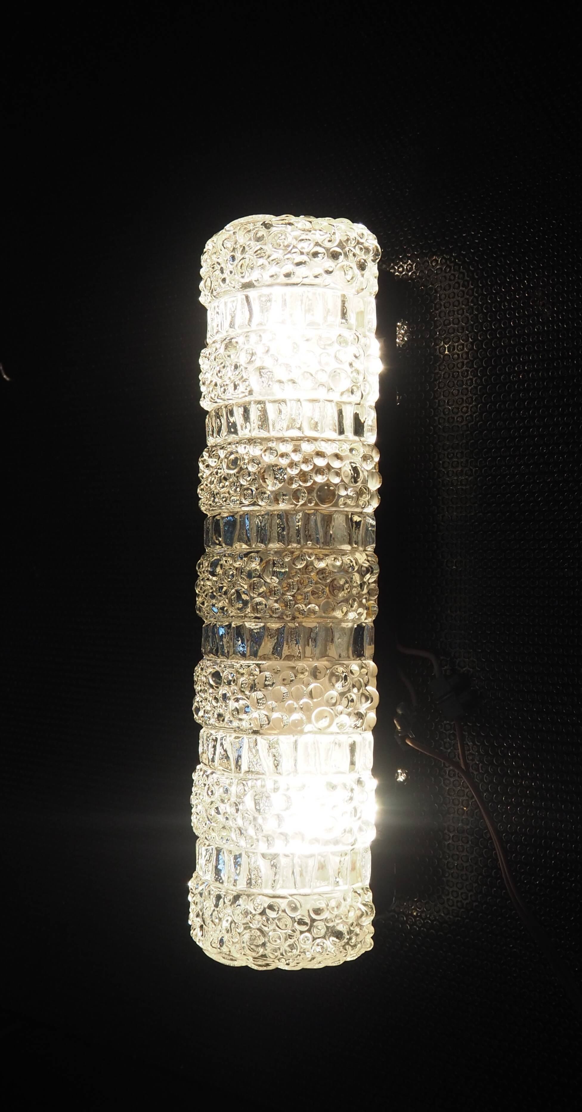 Transparent worked glass sconce from the 1950s