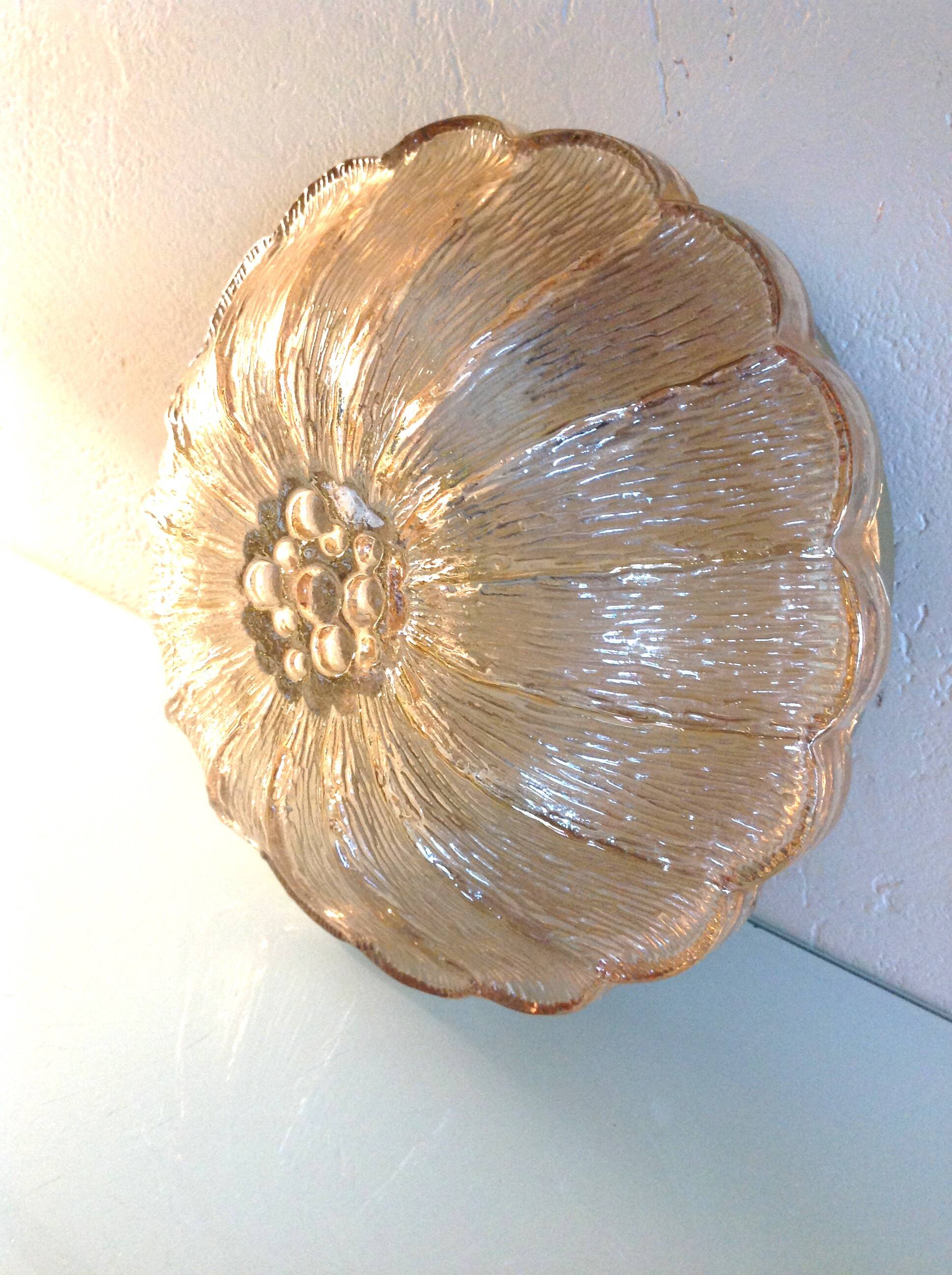 Amber glass ceiling rose by Limburg / vintage 1960s