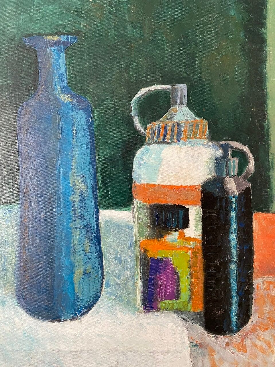 Old painting, still life with bottles signed Milliquet (1896-1982)