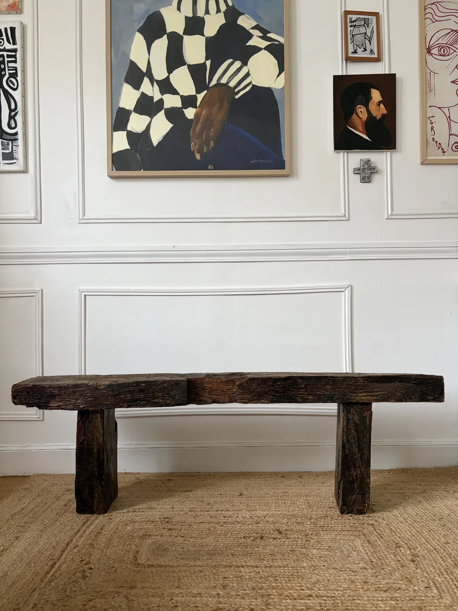 Wooden wabi-sabi bench