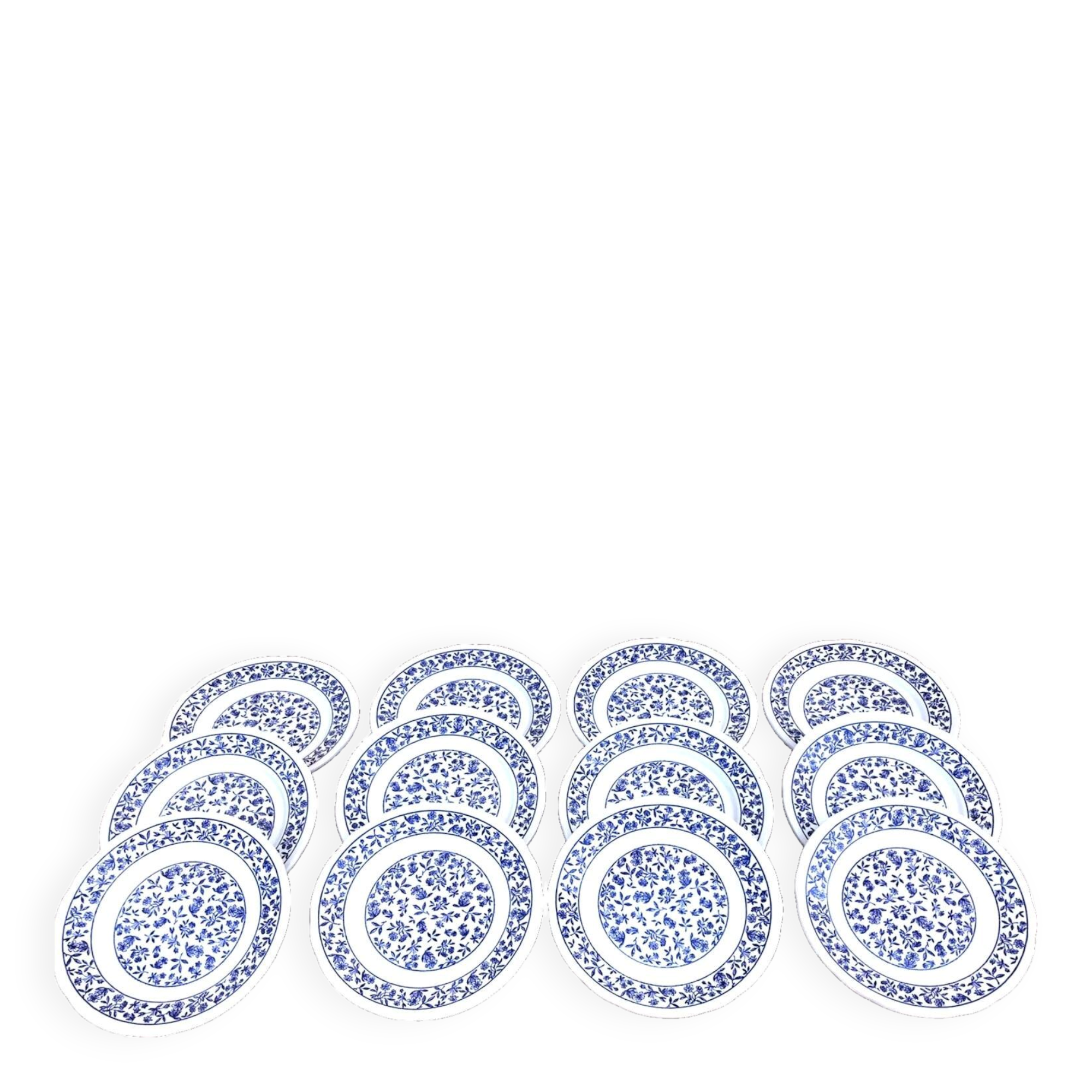 12 ceramic cheese/dessert plates with floral decoration