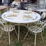 Garden furniture. Wrought iron and ceramic. Italian handcrafted.