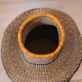 Bolga Basket Colorful African Decorative Basket Navy and Mustard Yellow